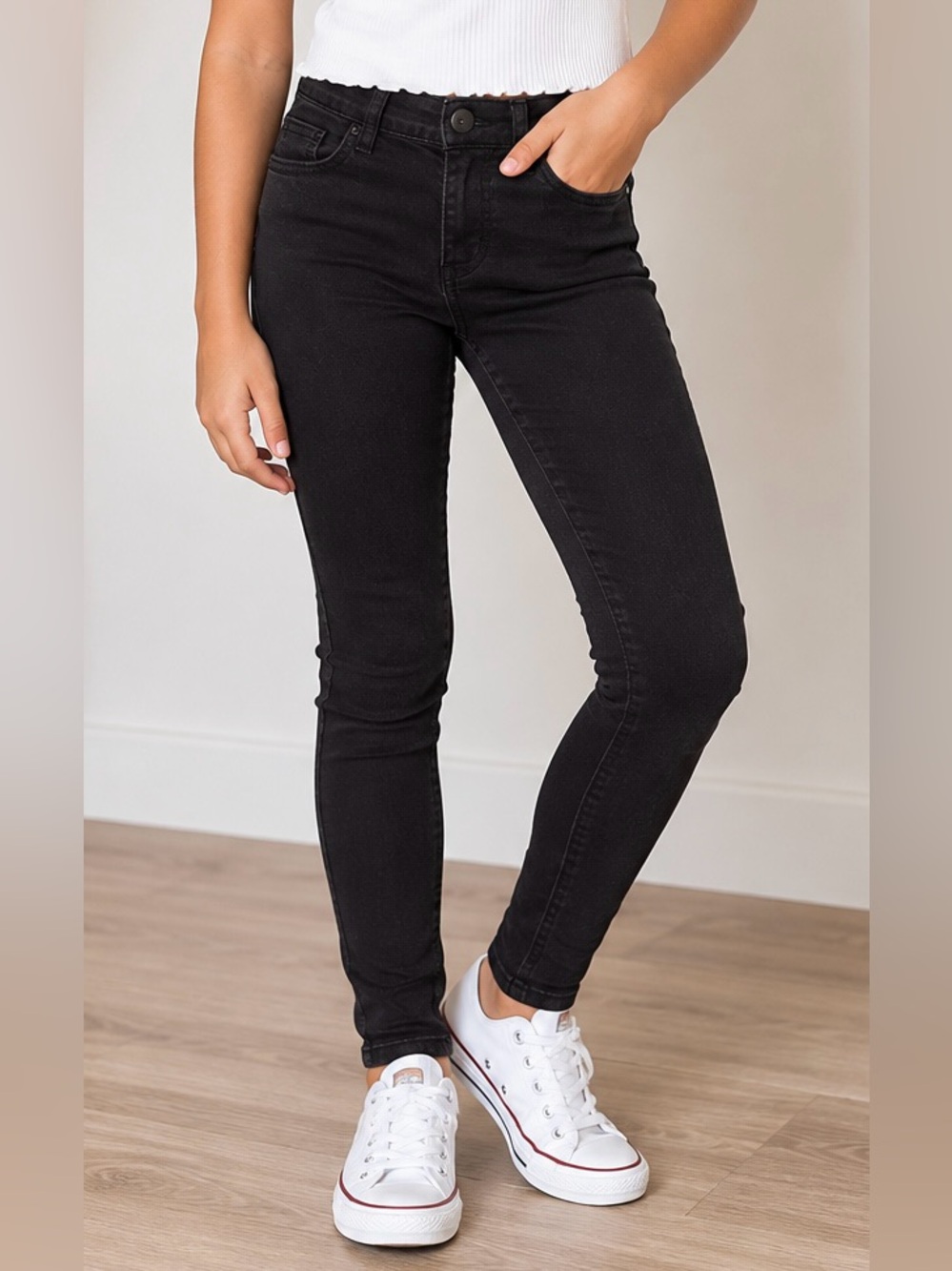 Girls The Children’s Place Black Super Skinny Jeans Size 8 Stretch Denim